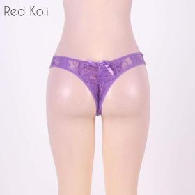 Sexy Lingerie Cut Out Underpants Briefs Lace See Through (Option: Purple-6XL)