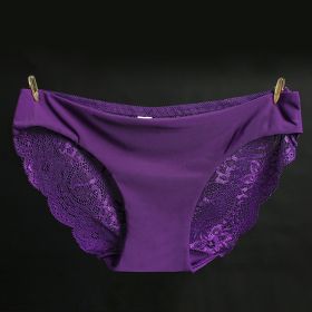 Lace ladies low waist briefs (Option: Aristocratic Purple-XL)