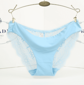 Lace ladies low waist briefs (Option: Light Blue-XL)