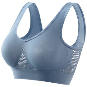 Plus Size Women's Small Chest Push-up Workout Running Yoga (Option: Blue With Chest Pad-L)